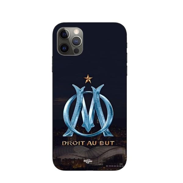 Coque Maniacase för Iphone 13 pro max OM-logotyp blå och guld stadion svart