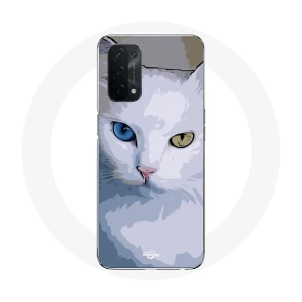 Cover til Oppo A74 Tyrkisk med Chat blå øje og gul øje