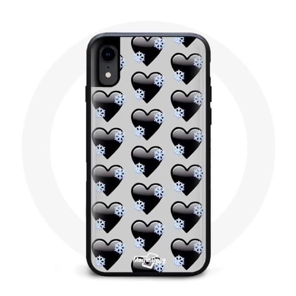 Coque iPhone XR hjärtan bakgrund svart Sort