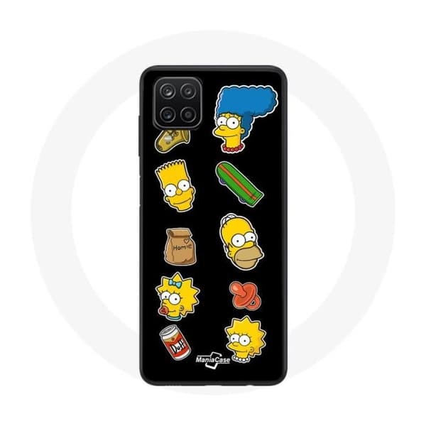 Cover til Samsung Galaxy A22 4G Simpsons klistermærker sort baggrund