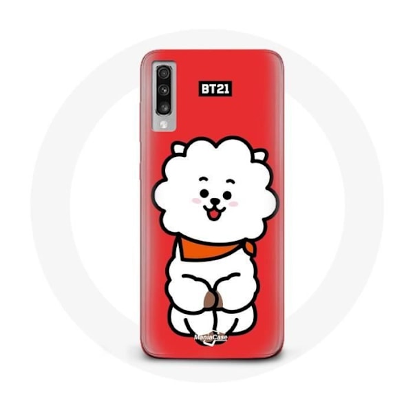 Coque för Samsung Galaxy A50 BTS Bangtan Killar BT21 RJ av Jin Röd Bakgrund