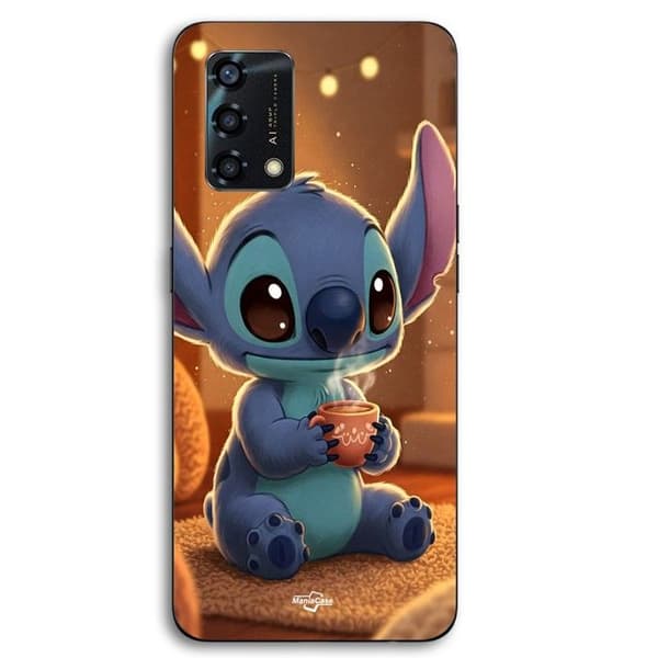 Coque til Oppo A95 Stitch sød kaffe Maniacase Svart