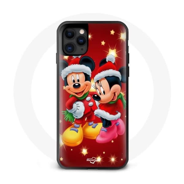Coque - Maniacase - Iphone 11 - Mickey Mouse og Minnie Mouse - Beskyttelse - Blød Svart