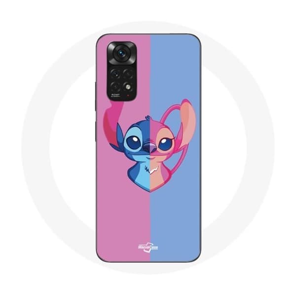 Cover til Xiaomi Redmi Note 11S Stitch og angel blå rosa