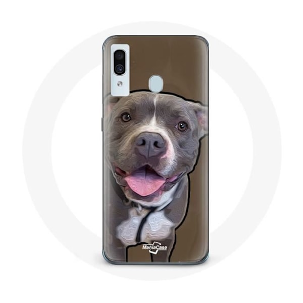 Coque för Samsung Galaxy A40 Vit Grå Pitbull Hund