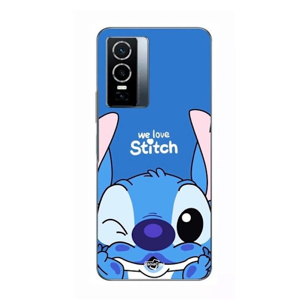 Coque för Vivo Y76 5G Stitch söt ohana Stitch blå framsidan blå Maniacase SVART