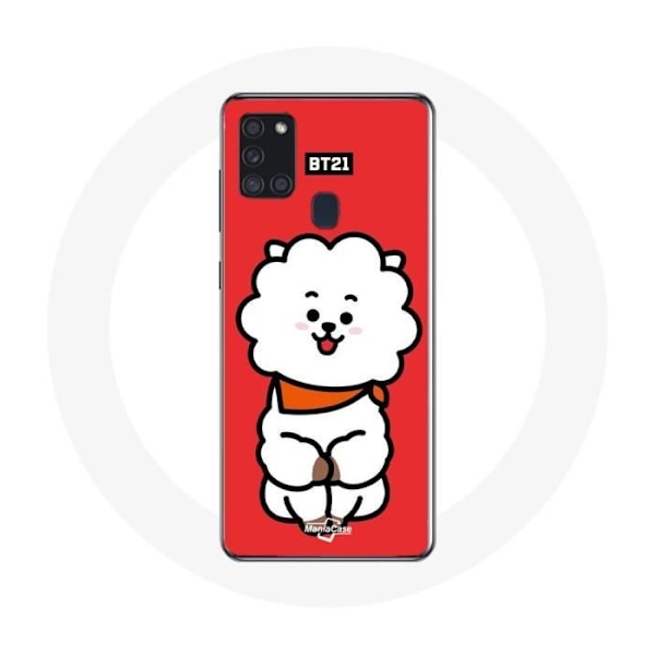 Coque för Samsung Galaxy A21S BTS Bangtan Killar BT21 RJ från Jin Röd Bakgrund