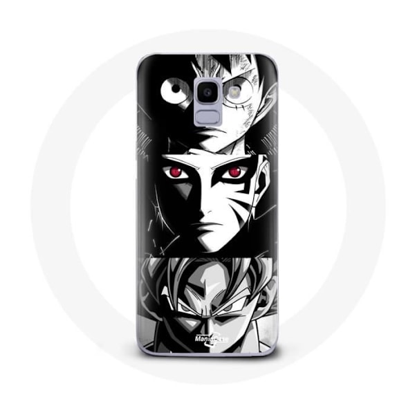 Skydd för Samsung Galaxy J6 2018 Sangoku Naruto Luffy one piece Dragon Ball Z svart och vit bakgrund anime manga