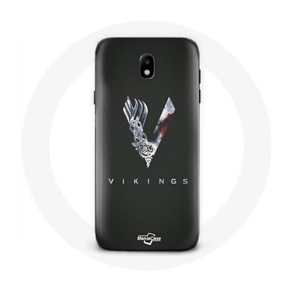 Coque för Samsung Galaxy J5 2017 Vikings Serie Säsong 6 logotyp V Svärd Grå Bakgrund Svart