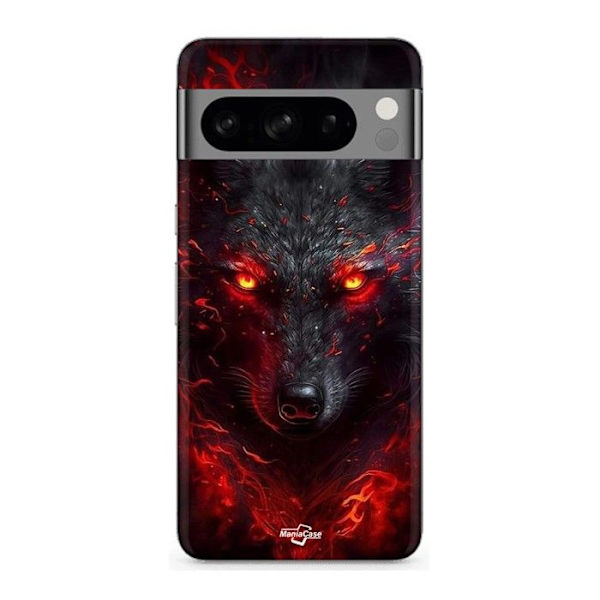 Cover til Google Pixel 8 Pro Sort ulv rød ild svart