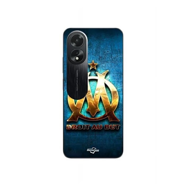 Coque Oppo A38 OM glänsande guld rakt på sak blå bakgrund Maniacase
