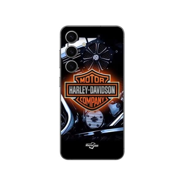 Cover - Harley Davidson - Samsung Galaxy S24 - Blød - Sort - Logo Maniacase