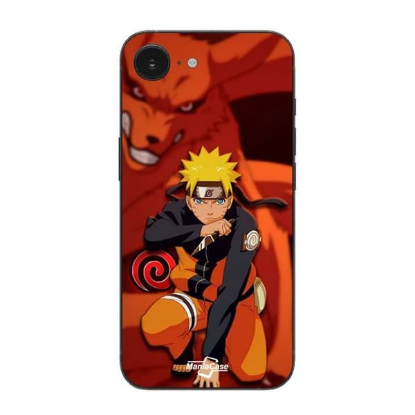 Coque Maniacase til iPhone 16E Naruto Kurama mode Svart