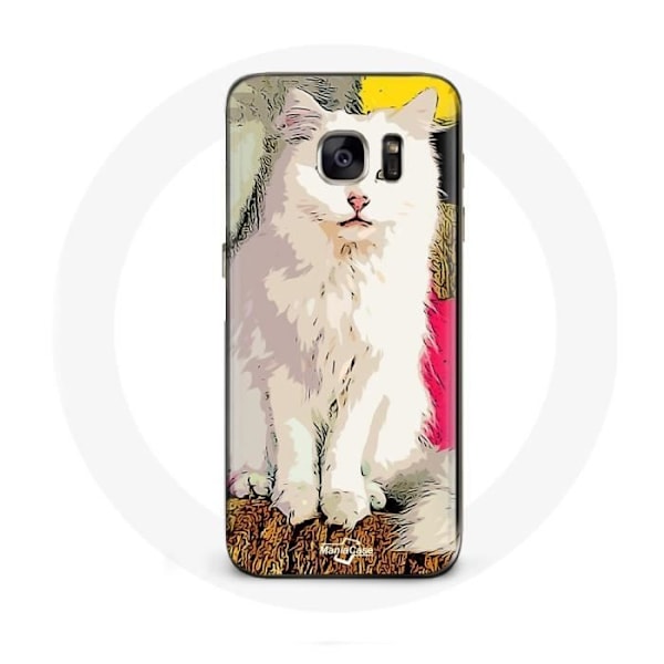 Skal för Samsung Galaxy S7 Edge turkisk Van Chat vit med blå och gula ögon