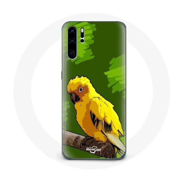 Skyddsväska för Huawei P30 Pro, gula parakiter på grön bakgrund