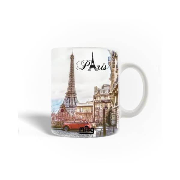 Mugg - God morgon - Paris - Keramik - 30cl - Diskmaskinssäker - Utsikt mot Eiffeltornet