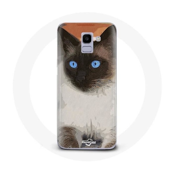 Skydd för Samsung Galaxy J6 2018 Siamesisk katt svart och vit blå ögon