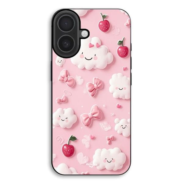 Cover til iPhone 17 Kirsebærtekstur Sky Sløjfe Rosa Rosa