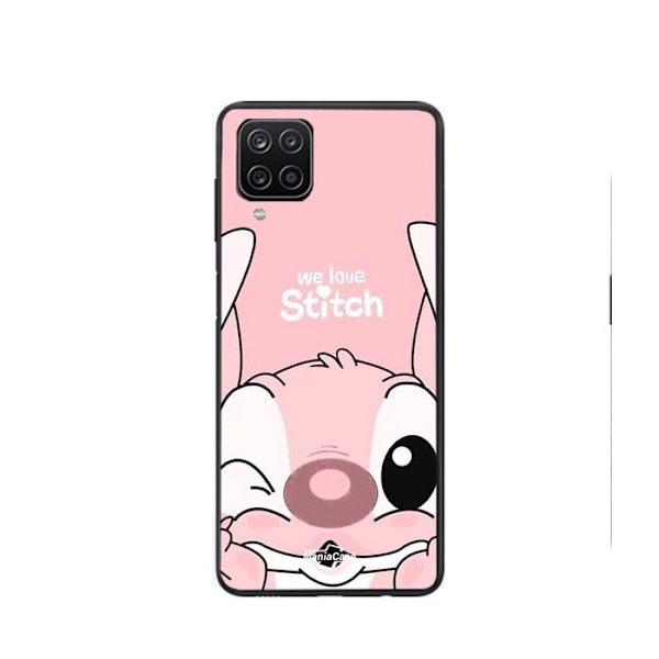 Coque - Maniacase - Galaxy A12 - Silikon - Mjuk - Stitch Söt Gångjärn Rosa Svart