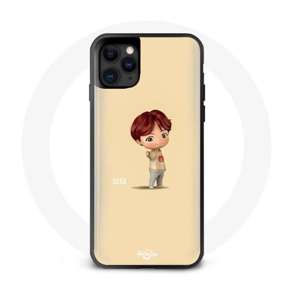"Cover - MANIACASE - Iphone 13 Pro Max - Blødt Silikone - BTS TinyTAN Animation Suga - Sort" Svart
