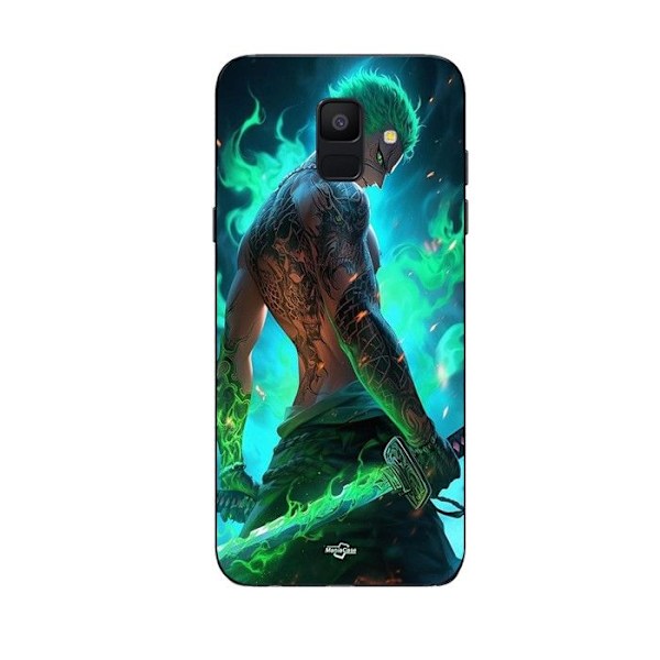 Coque Maniacase för Samsung Galaxy A6 2018 One piece Zoro 3D Manga anime Fanart svart