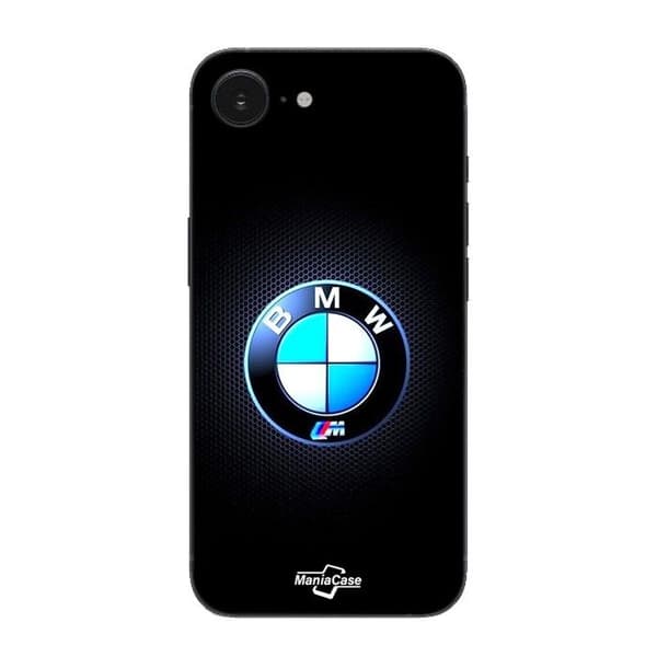 Coque Maniacase til iPhone 16E BMW Logo M lysende carbon Svart