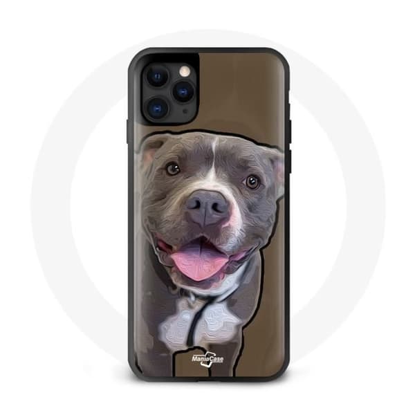 Telefonfodral - MANIACASE - Iphone 11 - Grå - Pitbullmönster - Mjuk Grå
