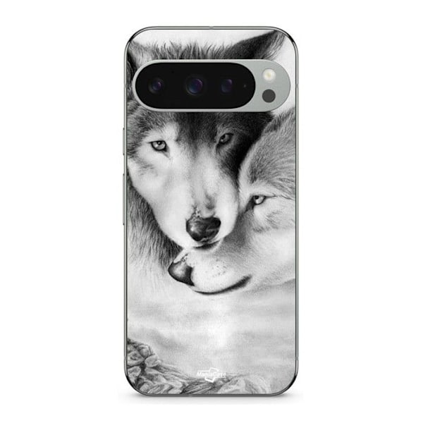 Skydd - MANIACASE - Google Pixel 9 Pro - Mjuk - Svart - Motiv Vargen och Vargen kvinnan Svart