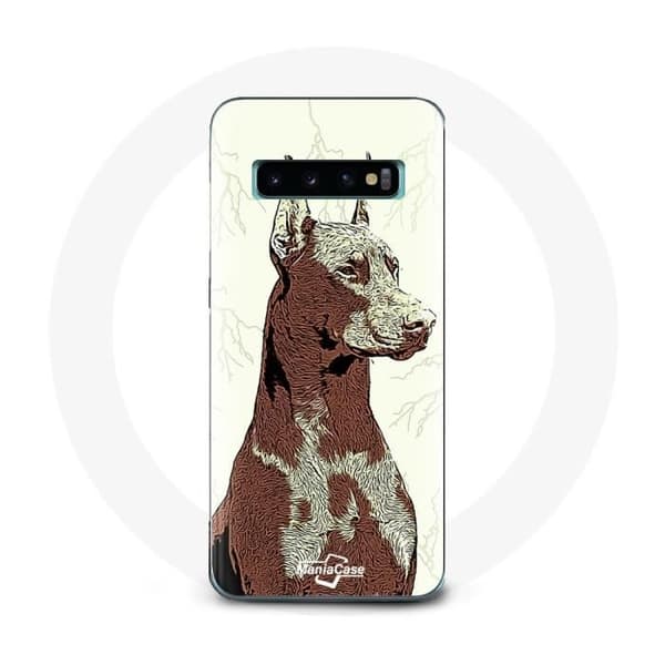 Coque - Doberman - Samsung Galaxy S10 - Blød - Beskyttelse - Hvid