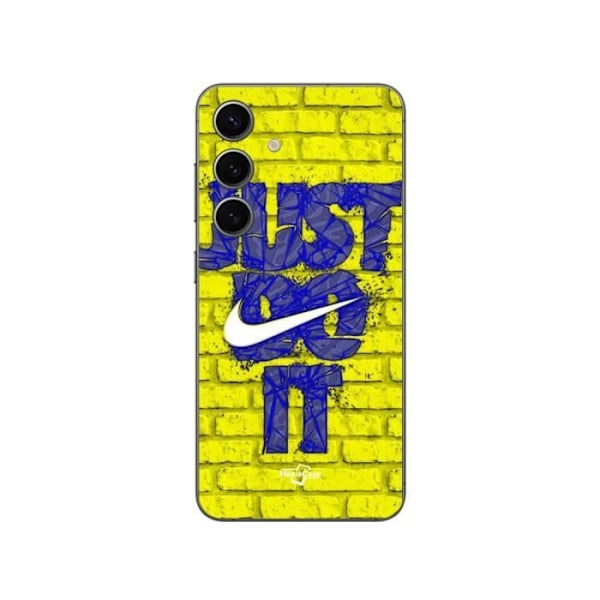 Coque Samsung Galaxy S24 plus logga just do it färg blå fram gul Maniacase