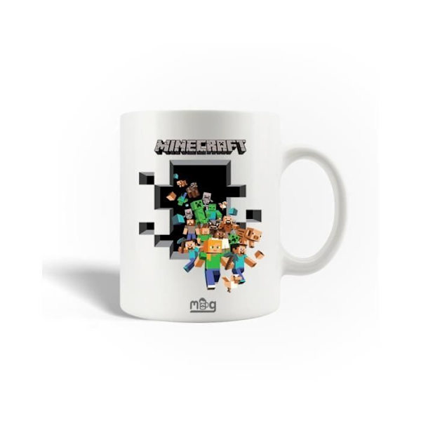 Mugg i keramik - Minecraft - 3D-vägg - 30cl - Diskmaskinssäker - Vit