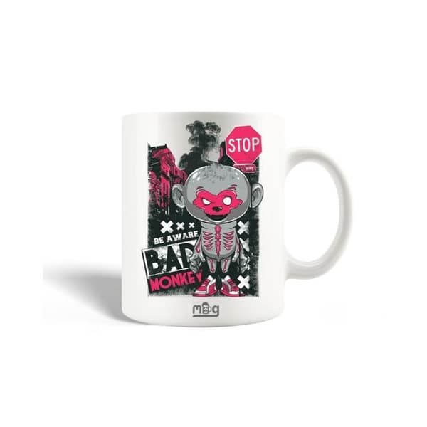 Mugg i keramik - Hande - Bad Monkey - 30cl - Vit - Diskmaskinssäker