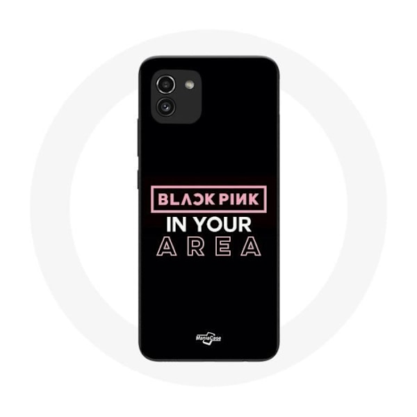 Coque för Samsung Galaxy A03 Blackpink in Your Area Svart Bakgrund Logotyp Rosa
