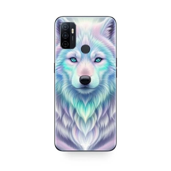 Coque - Maniacase - Oppo A32 - Loup blanc - Mjuk - Blank - Lila Lila