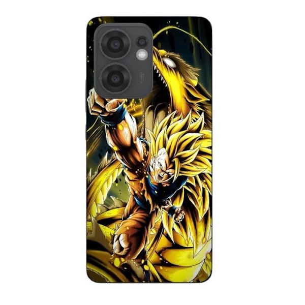 Coque Maniacase För Oppo Reno 13F Son Goku Super Saiyan SSJ3 Attack Point Dragon Svart
