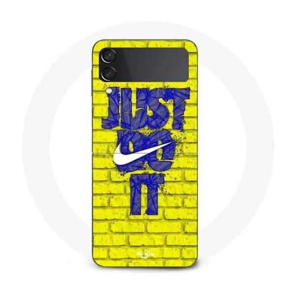 Coque - Samsung - Galaxy Z Flip4 - Logo Just Do It - Färg Blå och Gul - Mjuk Blå, Gul
