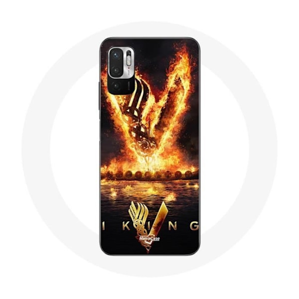 Coque för Xiaomi Redmi Note 10 5G - Vikings - Säsong 6 - Logotyp V - Eldsvärd - Svart Svart
