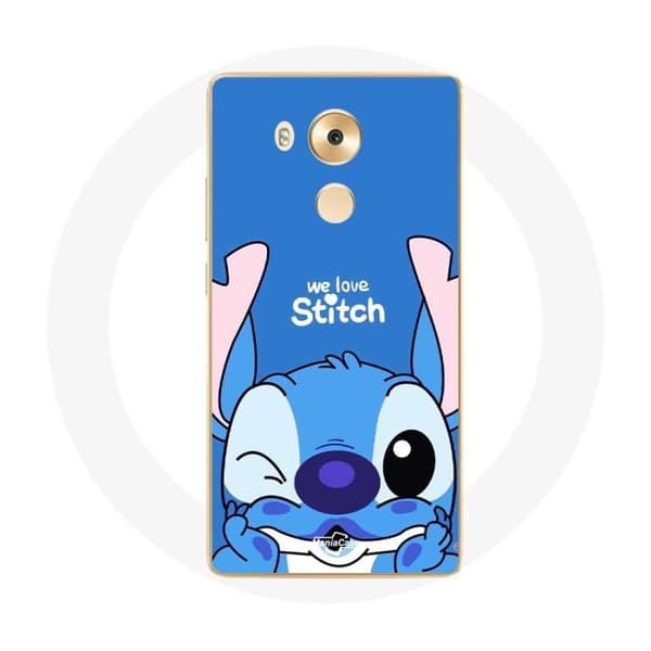 Cover til Huawei Mate 8 sød Stitch blå baggrund