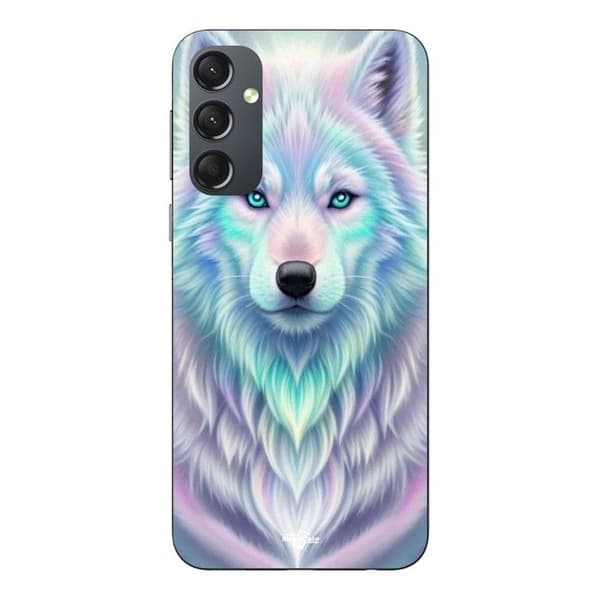 Coque Pour Samsung Galaxy S25 FE Loup blanc reflet violet Maniacase Svart