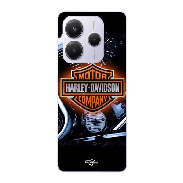 Coque - Maniacase - Xiaomi Redmi Note 14 5G - Sort - Fleksibel - Harley Davidson Logo