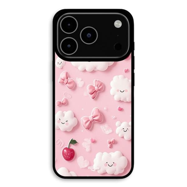 Coque för iPhone 17 Pro Textur körsbär moln rosett Maniacase Svart
