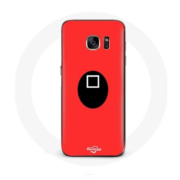 Coque för Samsung Galaxy S7 Edge Squid Game mask fyrkantig röd bakgrund