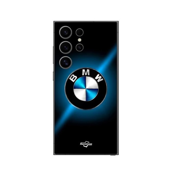 Coque Samsung Galaxy S25 Ultra Logotyp BMW svart och blått glänsande Maniacase
