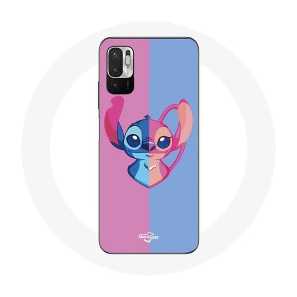 Coque för Xiaomi Poco M3 Pro Stitch och ängel blå rosa