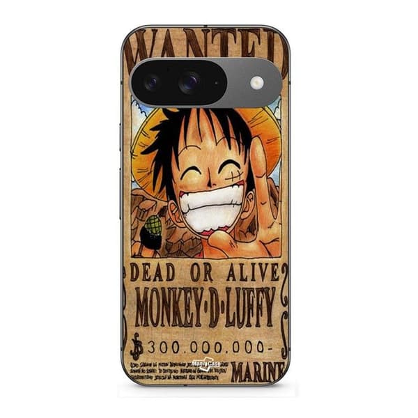 Skal för Google Pixel 9 One Piece Wanted Poster Monkey D. Luffy svart