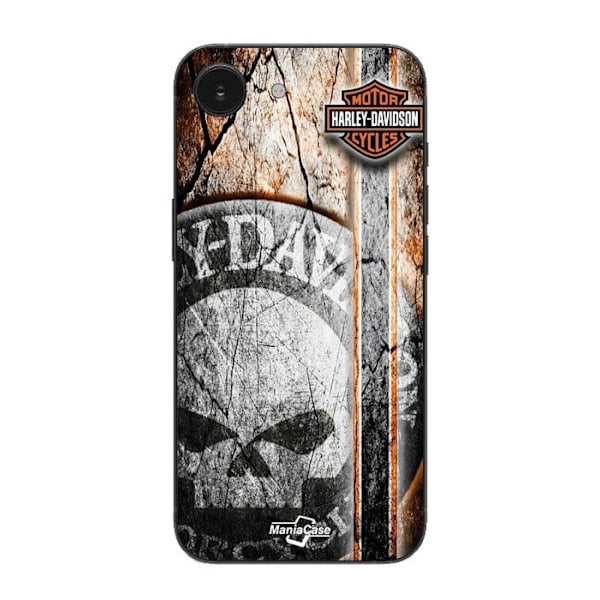 Coque Maniacase för Iphone 16E Harley Davidson vintage dödskalle Svart