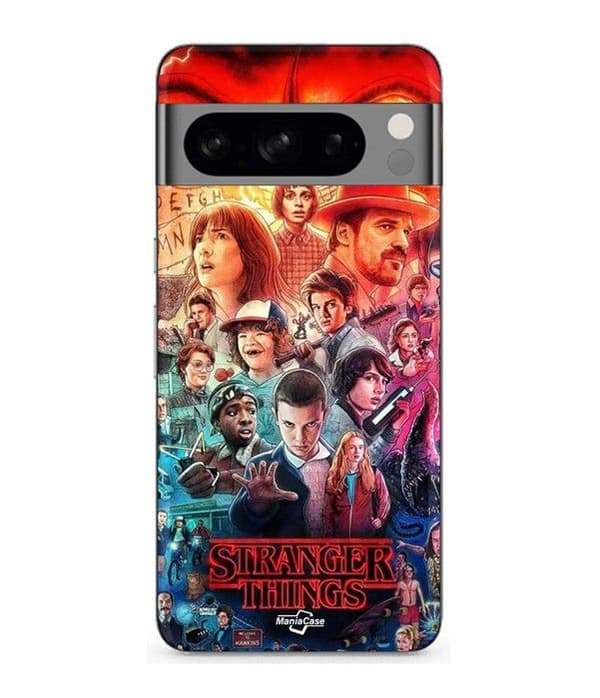 Cover - MANIACASE - Google Pixel 8a Pro - Fleksibel - Sort - Stranger Things Sæson 4 Svart