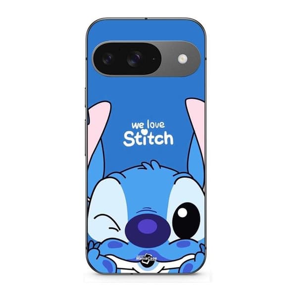 Cover til Google Pixel 9 Stitch sød ohana stitch blå front blå svart