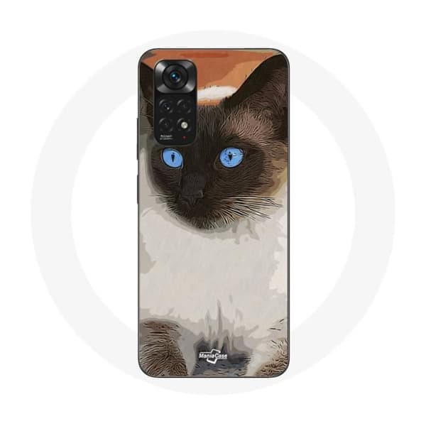Cover til Xiaomi Redmi Note 11S Siamesisk Kat Sort og Hvid Blå Øjne