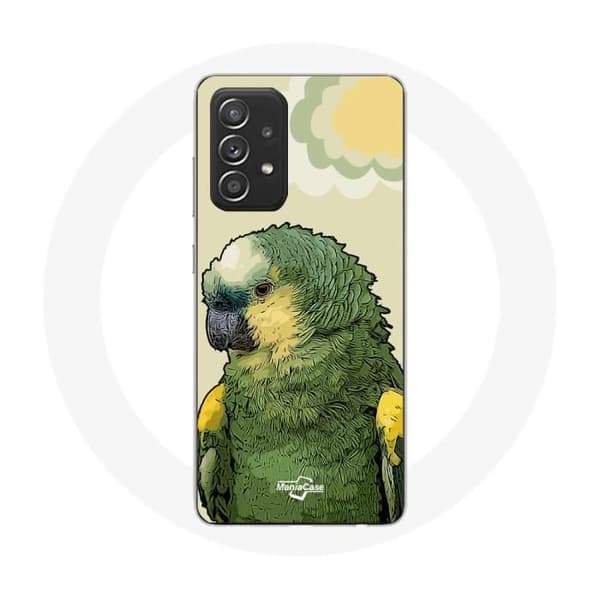 Cover - Amazon - Samsung Galaxy A52 - Grøn - Blød - Papegøjemønster Grön